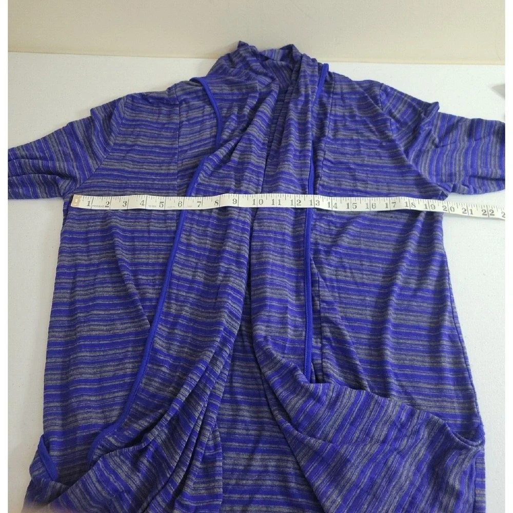 41 Hawthorn Cardigan Sweater Open Front Striped Draped Knit Blue Gray Size Large